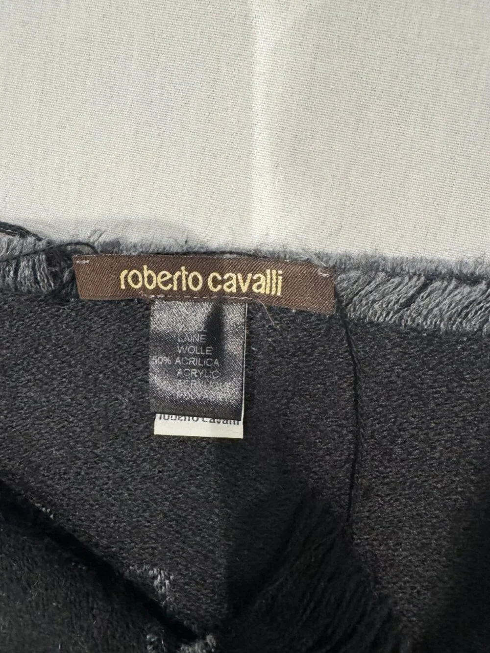 Roberto Cavalli black and grey two-tone mens scarf